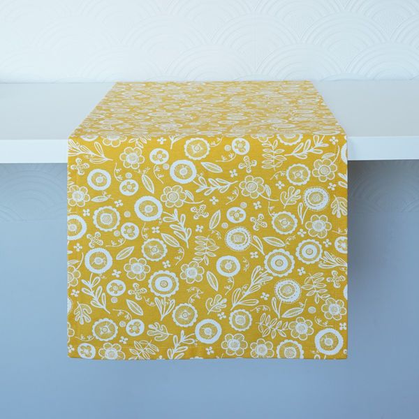 Bieżnik Skandynawski "Żółta Wiosna" z Bawełny w Kwiaty 40x220 cm zdjęcie 6