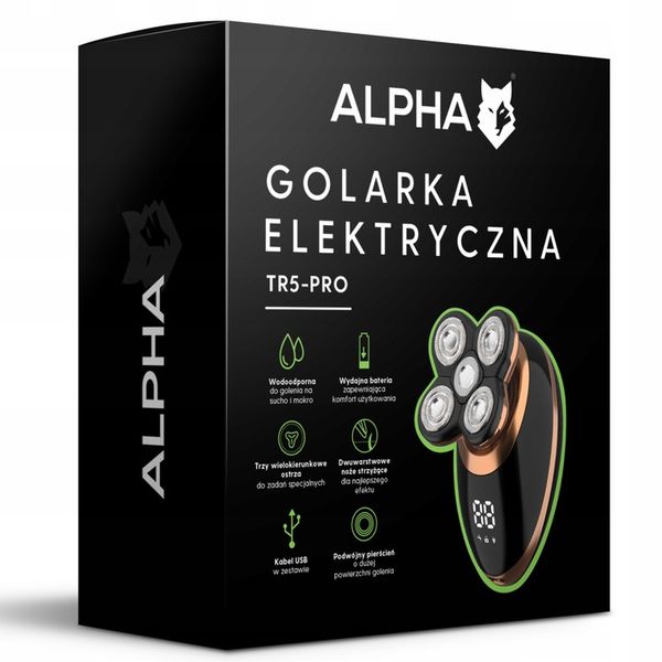 Golarka Męska 5W1 Maszynka do Golenia Brody, Włosów i Głowy - Trymer Alpha zdjęcie 6