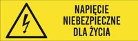Tabliczka napięcie niebezpieczne dla życia grawer piktogram 20x6 cm