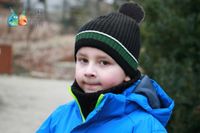 Pupill Fabricio czapka dla chłopca z pomponem czarny-zielony 50-52