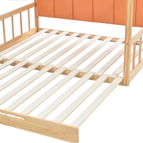 Łóżko dziecięce sosnowe aksamitne z zagłówkiem do sypialni na Arena.pl