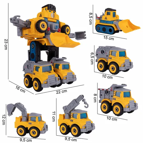 Robot Transformujący W Autka Budowlane 5 Sztuk na Arena.pl