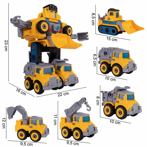 Robot Transformujący W Autka Budowlane 5 Sztuk zdjęcie 2
