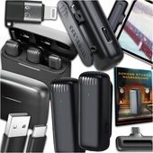 MIKROFON BEZPRZEWODOWY KRAWATOWY 2 MIKROFONY USB C APPLE ANDROID POWERBANK