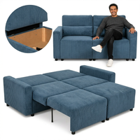 Kanapa 2 os sofa rozkładana spania pojemnik granatowy sztruks KOMO Family