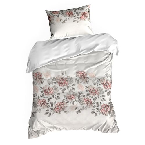 Pościel z satyny z nadrukiem 220X200 70X80X2 NIKA43 kremowa kwiaty na Arena.pl