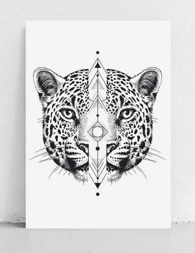 Plakat portret gepard geometria 29,7x42 cm A3 na Arena.pl