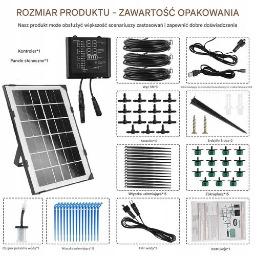 Solarny słoneczny system nawadniania SPORGO 15m automat 12 trybów timera na Arena.pl
