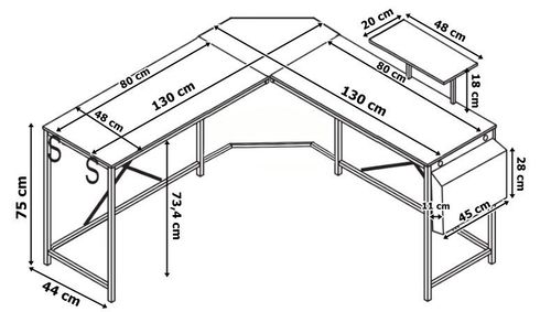 Biurko narożne z nadstawką AMORA RUSTIC na Arena.pl