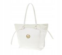 Laura Biaggi - duża torebka shopper biały groszek mat wstawka holo R279