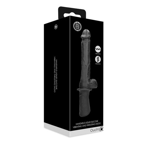 hand held liquid silicone vibrating and thrusting sex machine - black na Arena.pl