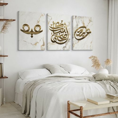 Obrazy Do Sypialni Set Abstrakcja Marmur Boho Islamskie Symbole 90cm x 40cm na Arena.pl