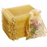 100 szt Woreczki z organzy ZŁOTE Prezenty Biżuteria 10x15