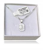 ŁAŃCUSZEK SREBRNY MEDALIK KOMUNIJNY MATKA BOSKA NA KOMUNIĘ NA CHRZEST