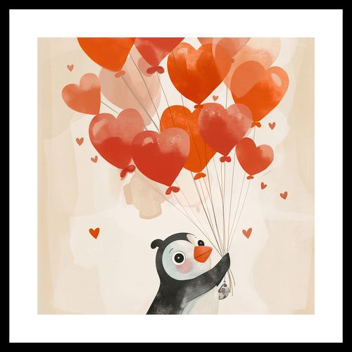Plakat 30x30cm Pingwinek z Balonami na Arena.pl