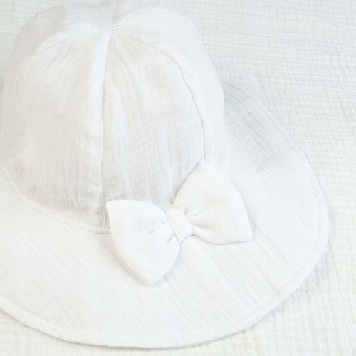 KAPELUSZ MUŚLINOWY Z KOKARDĄ letnia czapka dziecięca dla dziewczynki 48-50 na Arena.pl