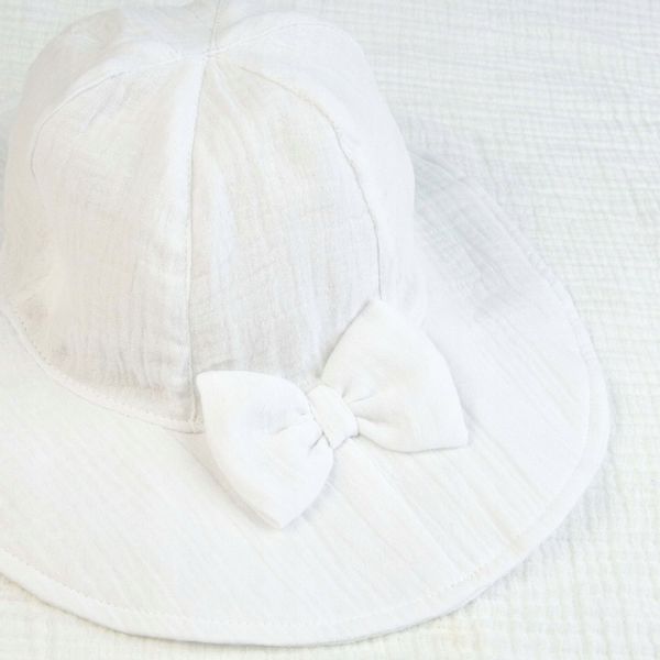 KAPELUSZ MUŚLINOWY Z KOKARDĄ letnia czapka dziecięca dla dziewczynki 48-50 zdjęcie 3