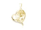 ELEGANCKI POZŁACANY SREBRNY WISIOREK SERCE KWIATEK RÓŻA BIAŁE CYRKONIE