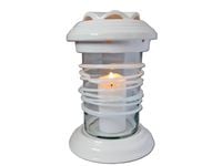 ZNICZ ZNICZE LAMPION NA GRÓB CERAMIKA TUBA MAŁA OPLOT BIAŁA+ŚWIECA LED