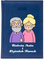 KALENDARZ A4 2026 DZIENNY KSIAŻKOWY Z NADRUKIEM DLA BABCI I DZIADKA planer