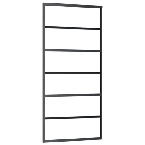 Drzwi przesuwne z zestawem okuć czarne 90x205 cm ESG szkło na Arena.pl