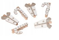 KLAMERKI DREWNIANE SPINACZE ŚWIĄTECZNE 6SZT BOMBKI