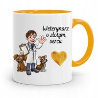 Kubek Żółty Weterynarza Weterynarz O Złotym Sercu Z Nadrukiem Ze Zdjęciem