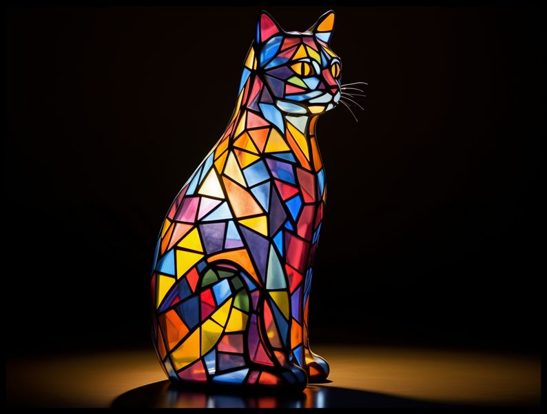 Plakat 100x75cm Koci Witraż zdjęcie 2