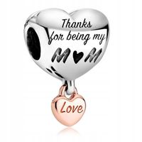 Zawieszka SREBRO 925 Charms Koralik Dziękuję że jesteś moją Mamą