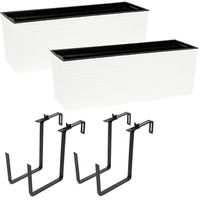 Komplet 2 sztuk Kwietnik BEGONIA dłuto + uchwyt 19 x 56 x 19,5 cm Kremowy