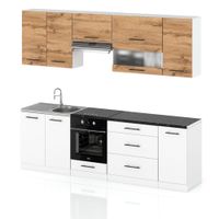 Meble Kuchenne Zestaw Kuchnia Marocco 2.6m Modułowa Dąb Wotan Biała Mat