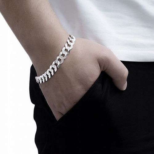 Srebrna Bransoletka Męska Pancerka 10,50 mm Diamentowana 925 Grawer Gratis na Arena.pl