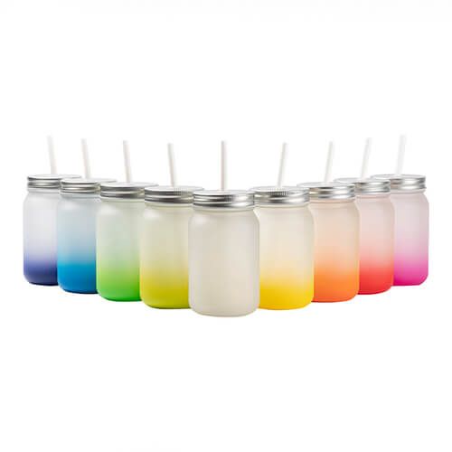 Kubek Mason Jar 450 ml szroniony bez uszka do sublimacji - limonkowy gradient na Arena.pl
