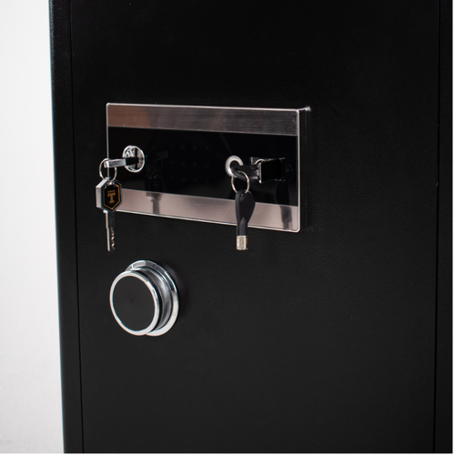 Pancerny Domowy Sejf z Zamkiem Elektronicznym i Kluczem 80x48x43 cm Czarny na Arena.pl