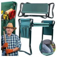 KLĘCZNIK OGRODOWY 3w1 Krzesło Stołek składany + Przybornik na narzędzia x2