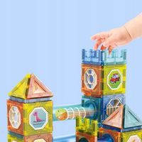 KLOCKI MAGNETYCZNE KONSTRUKCYJNE TOR KULKOWY duży zestaw KULODROM 98 el