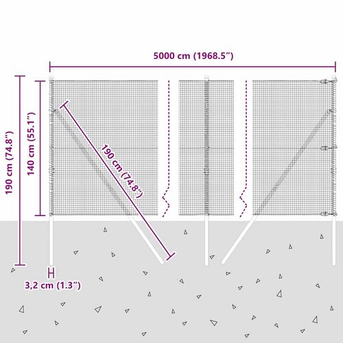 Ogrodzenie z słupkami Srebrny 1.4 x 50 m Stal na Arena.pl
