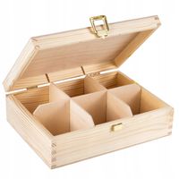 Herbaciarka pudełko na herbatę z drewna 6 przegród