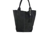 Shopper bag torebka damska zamszowa - Szara ciemna