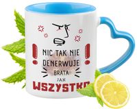 Dla Brata Kubek Błękitny Z Uszkiem W Kształcie Serca Na Prezent Z Nadrukiem
