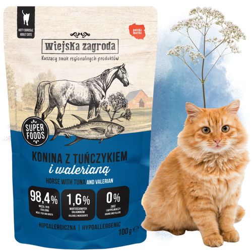 karma mokra dla kota konina z tuńczykiem i waleriana 100g wiejska zagroda na Arena.pl