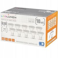 Zestaw 10x Żarówka LED GU10 7W=50W SMD 638lm Premium Nie Mruga Ciepła