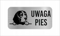 GRAWER Tabliczka nierdzewna 20x10 cm UWAGA PIES Beagle