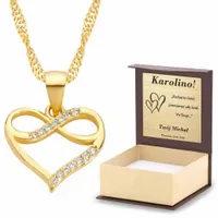 Złoty komplet Serce łańcuszek SREBRO 925 GRAWER