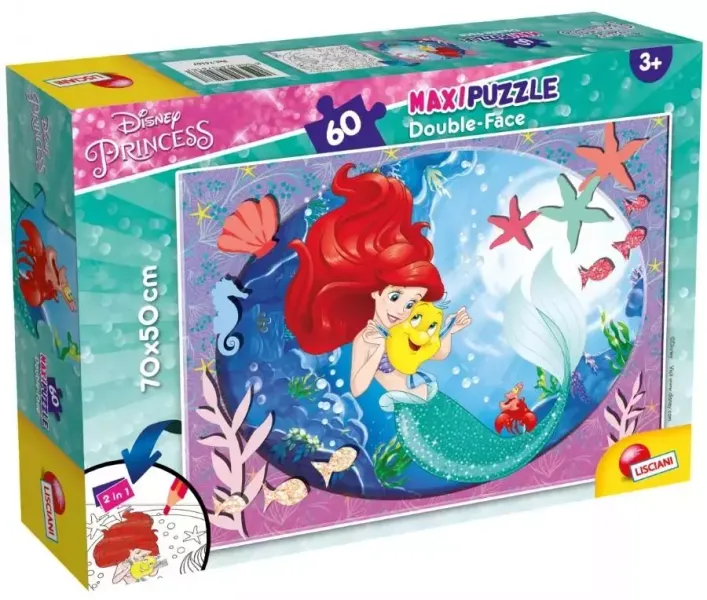 Puzzle dwustronne maxi 60 elementów. Mała Syrenka zdjęcie 1