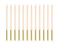 Świeczki na tort proste beżowe, 12 szt.