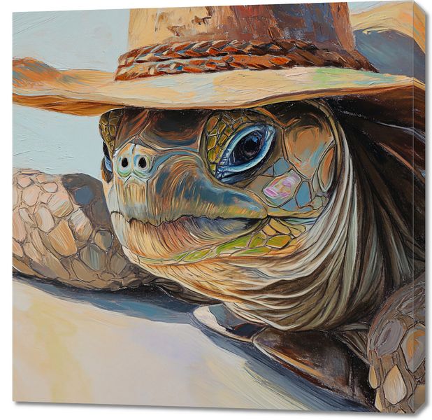 Obraz 90x90cm Żółwi Kapelusznik zdjęcie 1