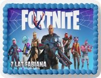 PROSTOKĄTNY OPŁATEK NA TORT A4 20x29CM - FORTNITE GRA + IMIĘ
