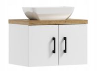 Szafka łazienkowa wisząca MARKUS 50 biały/dąb  z umywalką Lara (W3)