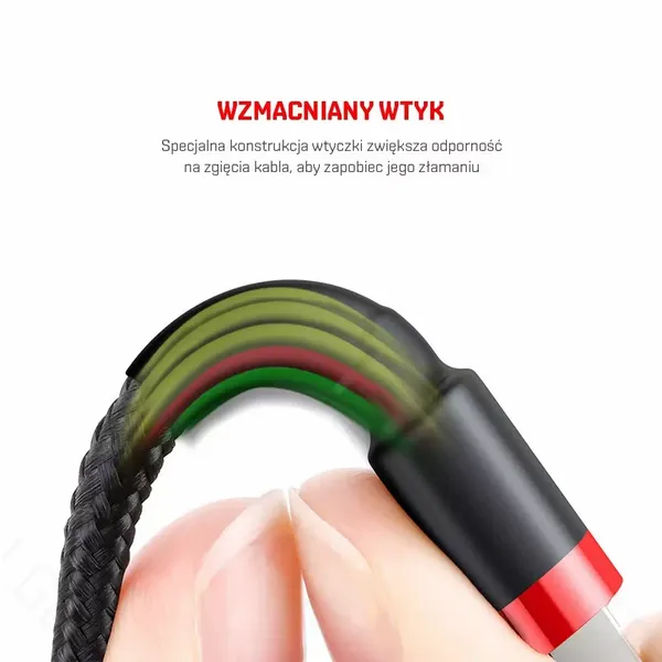 Kabel nylonowy Baseus Cafule Lightning 2,4A 50cm Czerwony zdjęcie 1